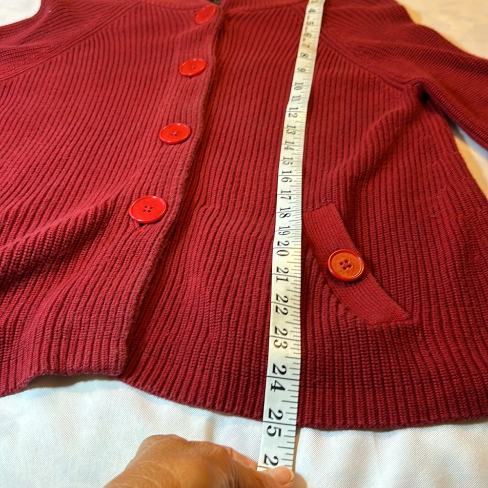 Talbots Red Ribbed Button Front Cardigan Sweater Size Small - Picture 10 of 10
